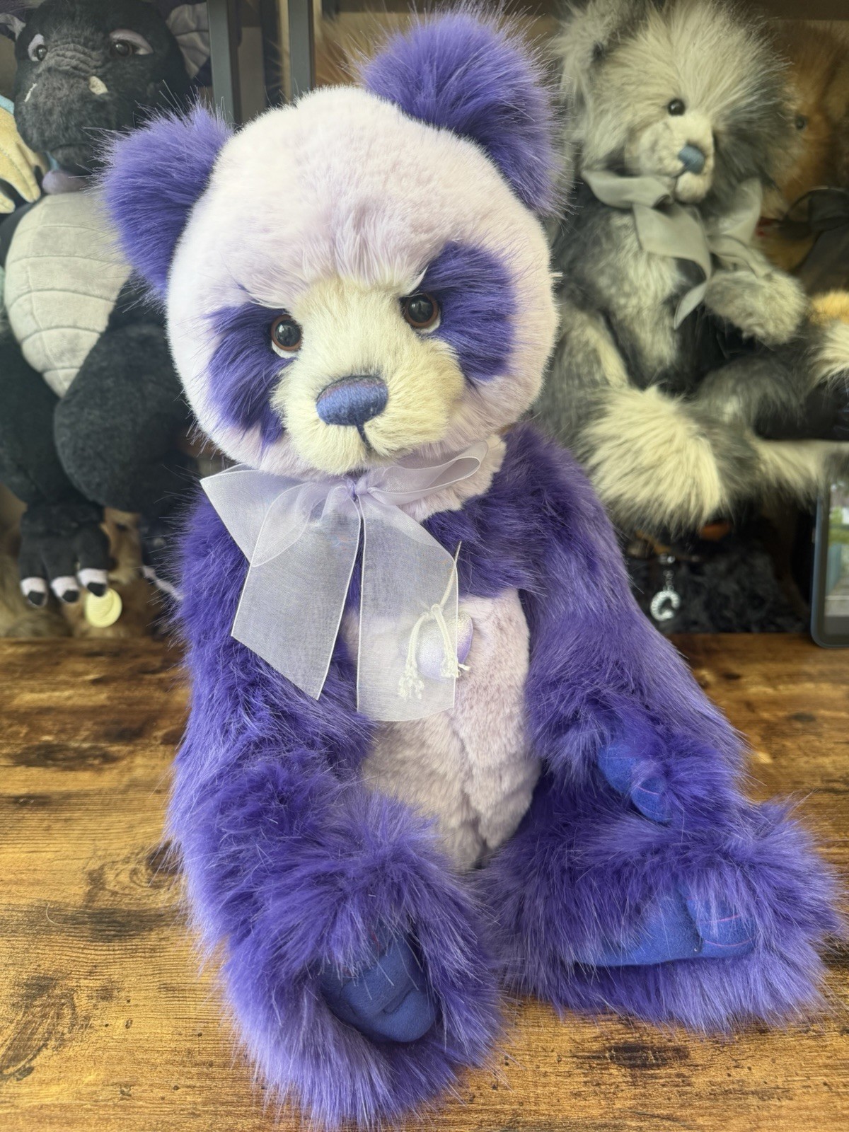 Charlie Bears Plumo Teddy Bear Panda - Parma Violet - Limited Edition To 300
