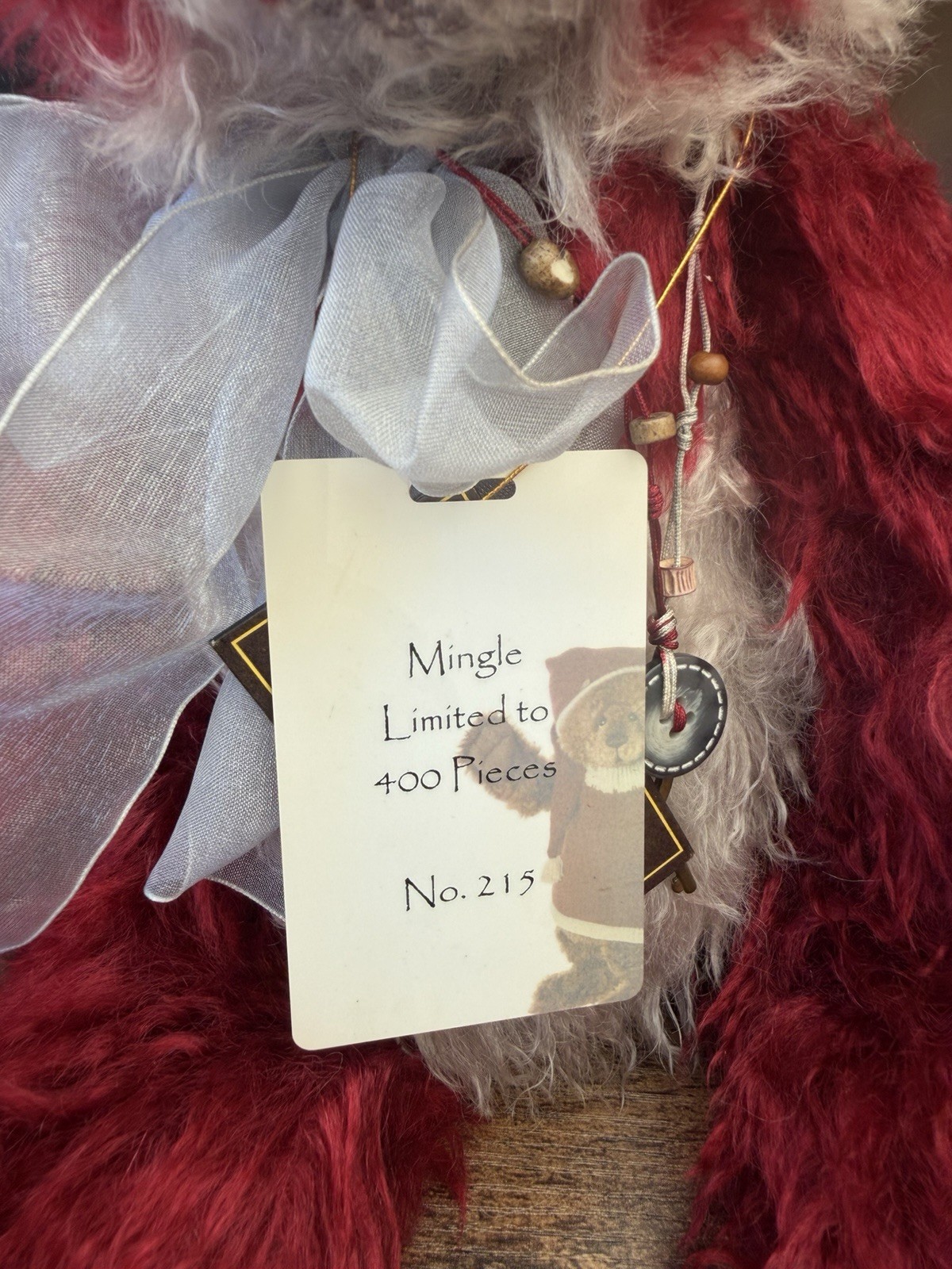 Charlie Bears MINGLE WITH TAGS,RED,MOHAIR,LTD ED/RTD 2015,ISABELLE LEE,15"/38 CM - Image 3