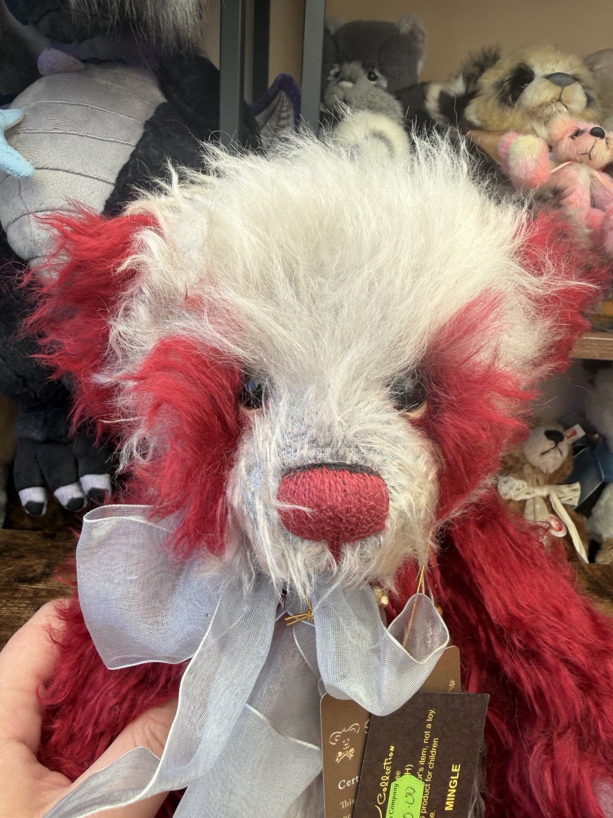 Charlie Bears MINGLE WITH TAGS,RED,MOHAIR,LTD ED/RTD 2015,ISABELLE LEE,15"/38 CM - Image 5