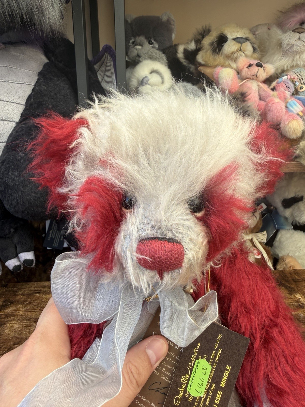 Charlie Bears MINGLE WITH TAGS,RED,MOHAIR,LTD ED/RTD 2015,ISABELLE LEE,15"/38 CM - Image 9
