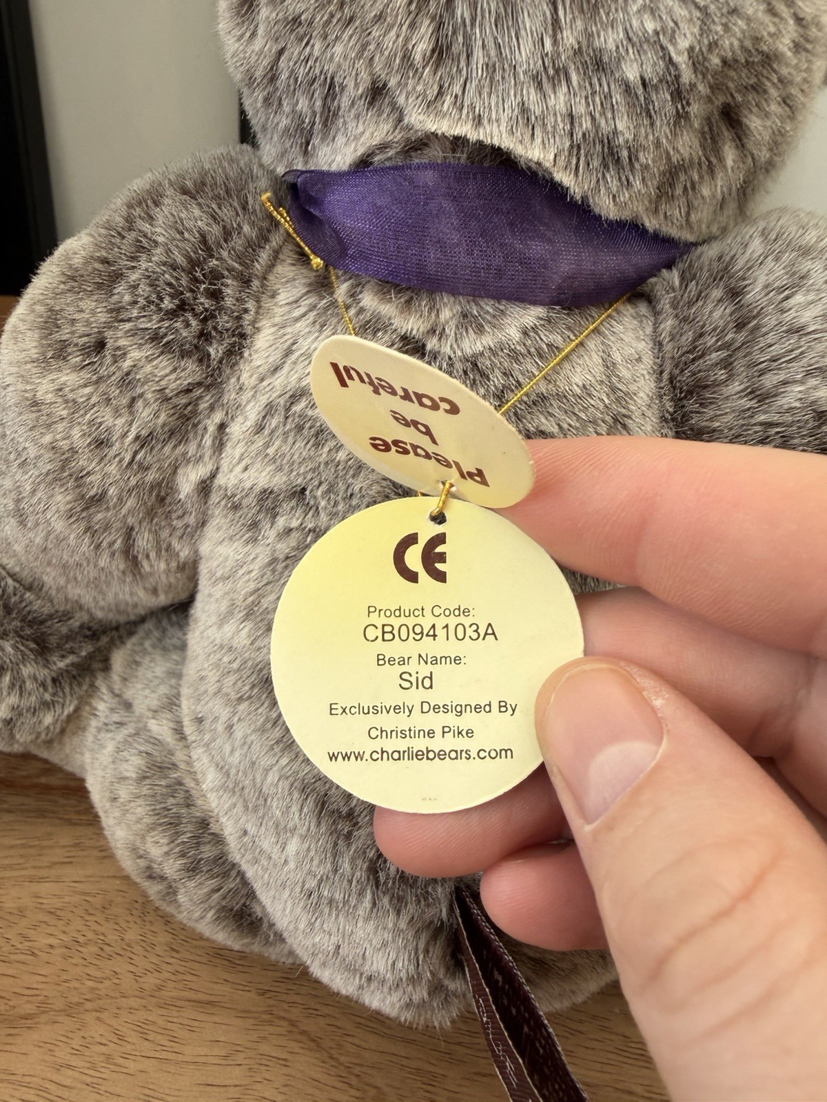 Charlie Bears Plush Sid Grey Bear CB094103A 2009 13 Inches with Tags - Image 7