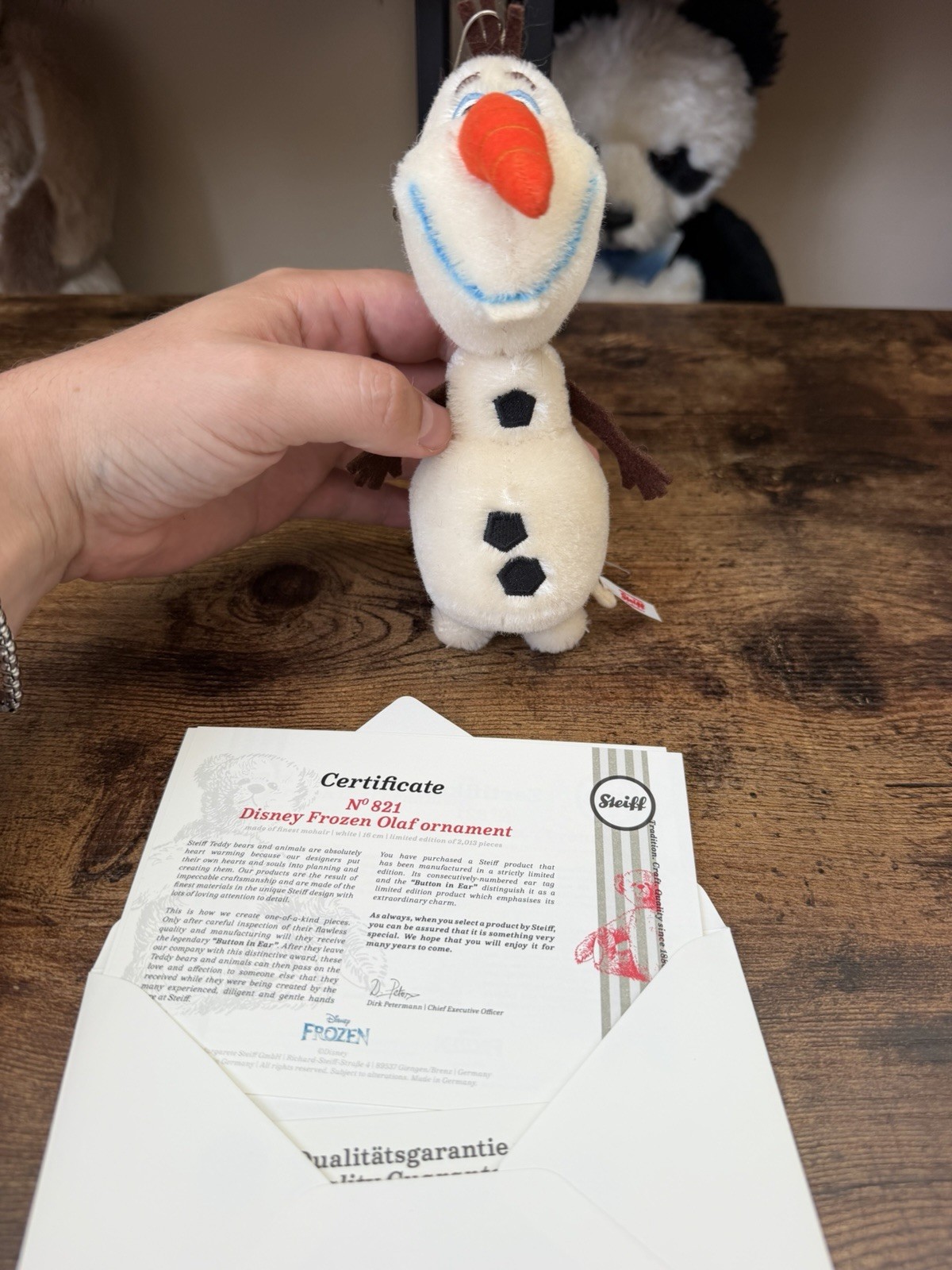 Steiff 355141 Walt Disney Frozen Olaf Ornament Limited Edition -