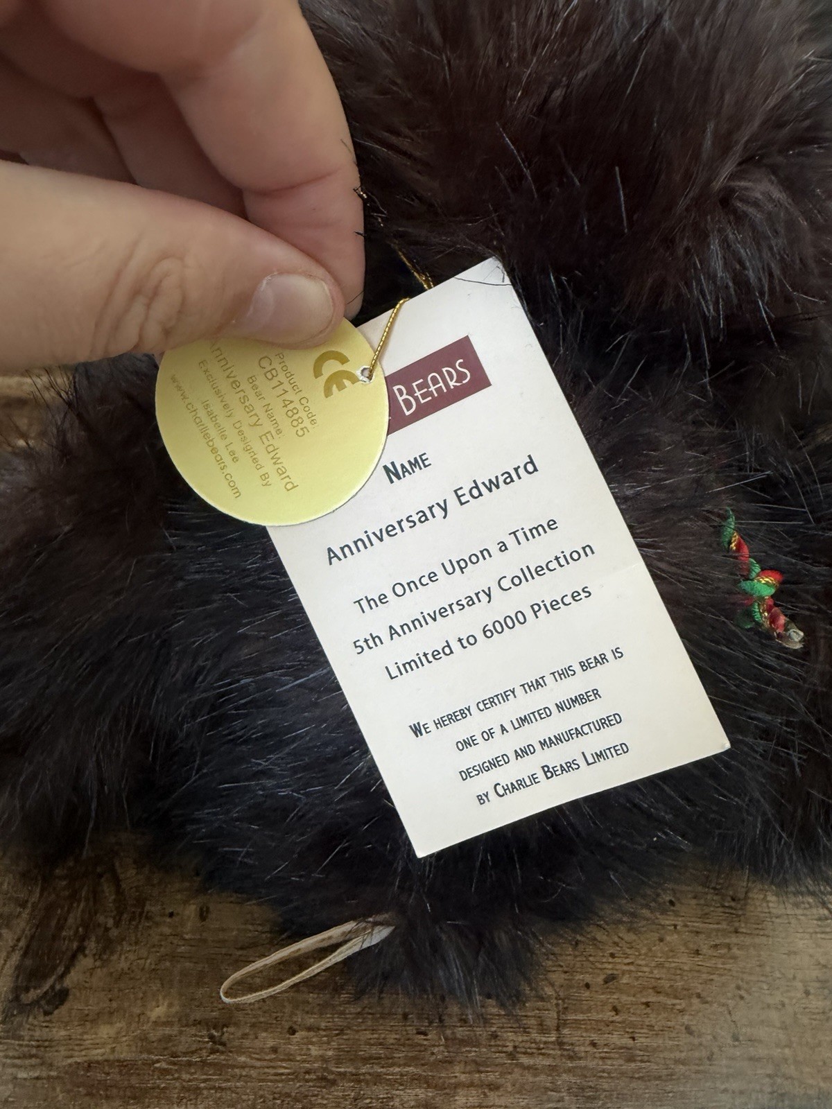 Charlie Bears Anniversary Edward Teddy Bear 16” Brown Plush LE 6000 CB114885 - Image 5